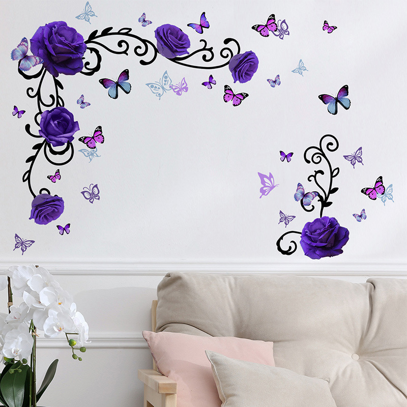 Creative removable decor 3d wall art paper stickers flower water proof wall stickers for living room