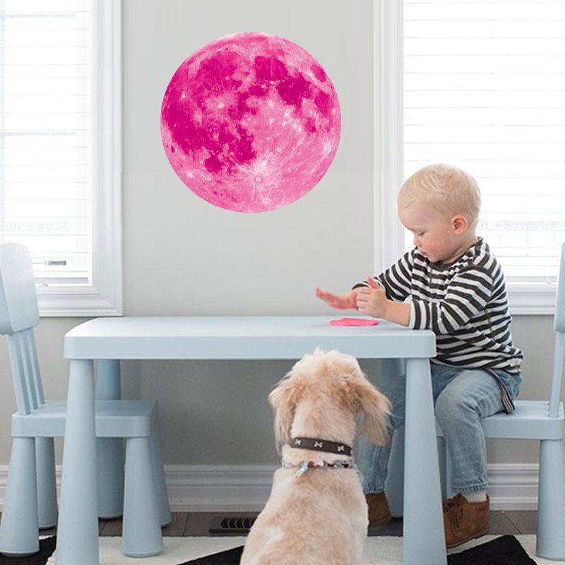 Home decoration self adhesive 3d luminous moon glow in the dark sticker paper