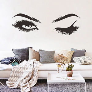 Home decor removable pvc vinyl eyelash wall sticker