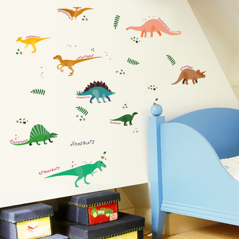 home decor 3d cartoon dinosaur wall stickers removable self adhesive kids wall decals