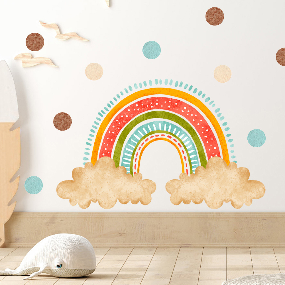 New design boho rainbow polka dot baby room decor wall stickers