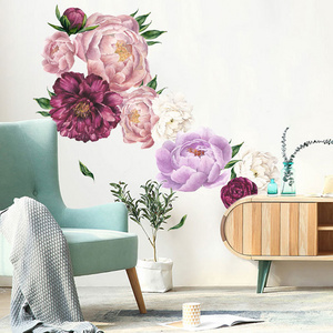 Living room removable 3d  peony wall flower stickers