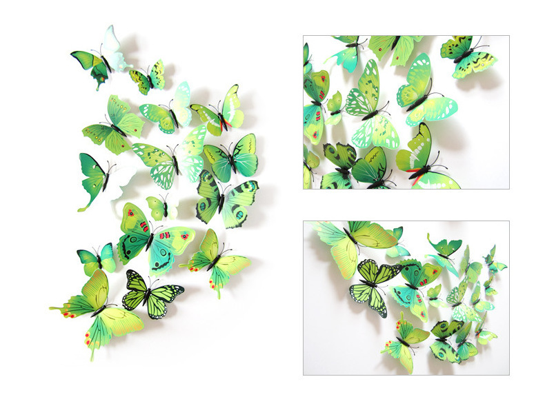 12pc/set Home party wedding decoration self-adhesive magnetic 3d butterflies wall sticker