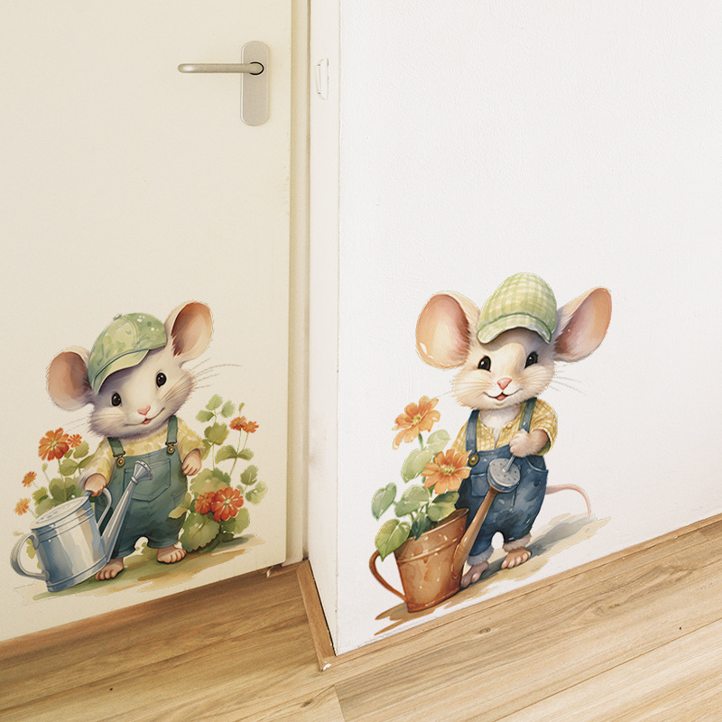 kids room decoration sticker cartoon pvc mouse nursery wall decal