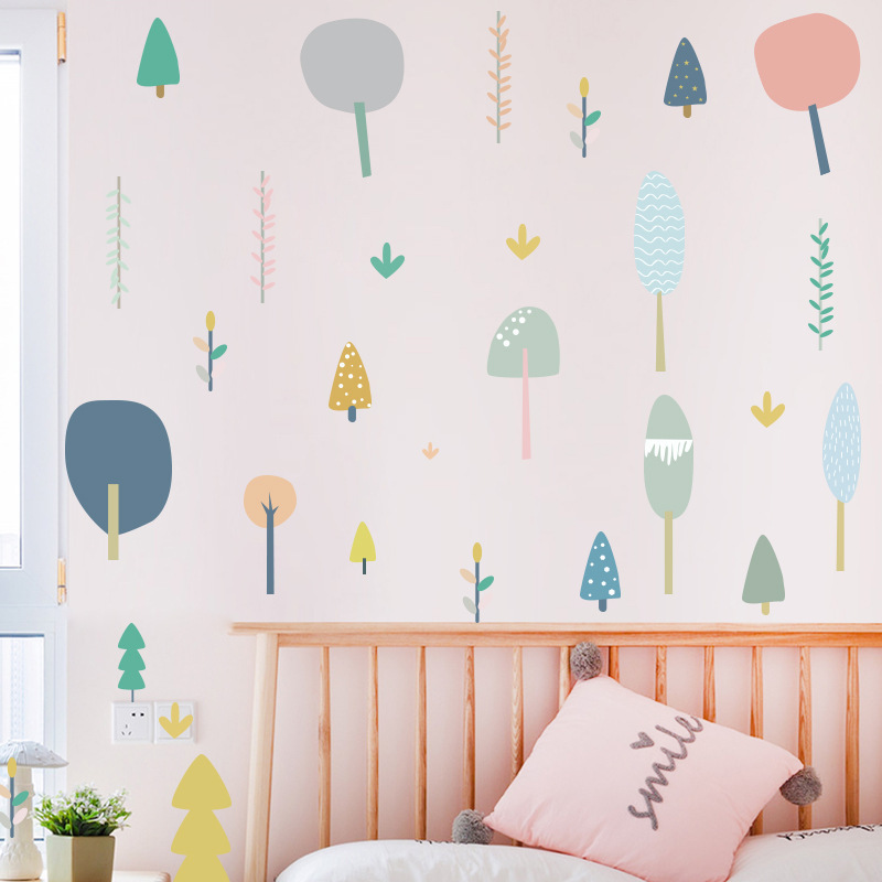 Self adhesive cartoon small tree kids vinyl wall decal