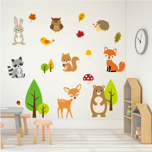 jungle animal woodland cartoon 3d sticker kids room wall