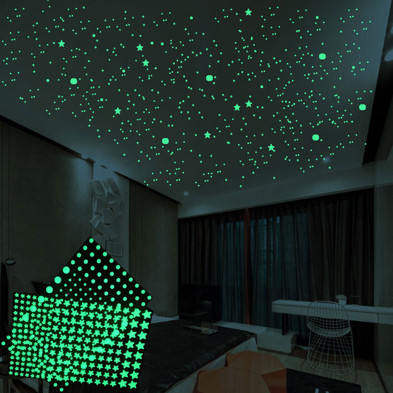 3D glow in the wallpaper wall decoration stickers for bedroom glow in the dark stars