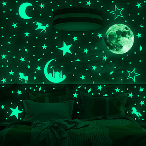 home decor living room self adhesive vinyl moon luminous sticker glow in the dark