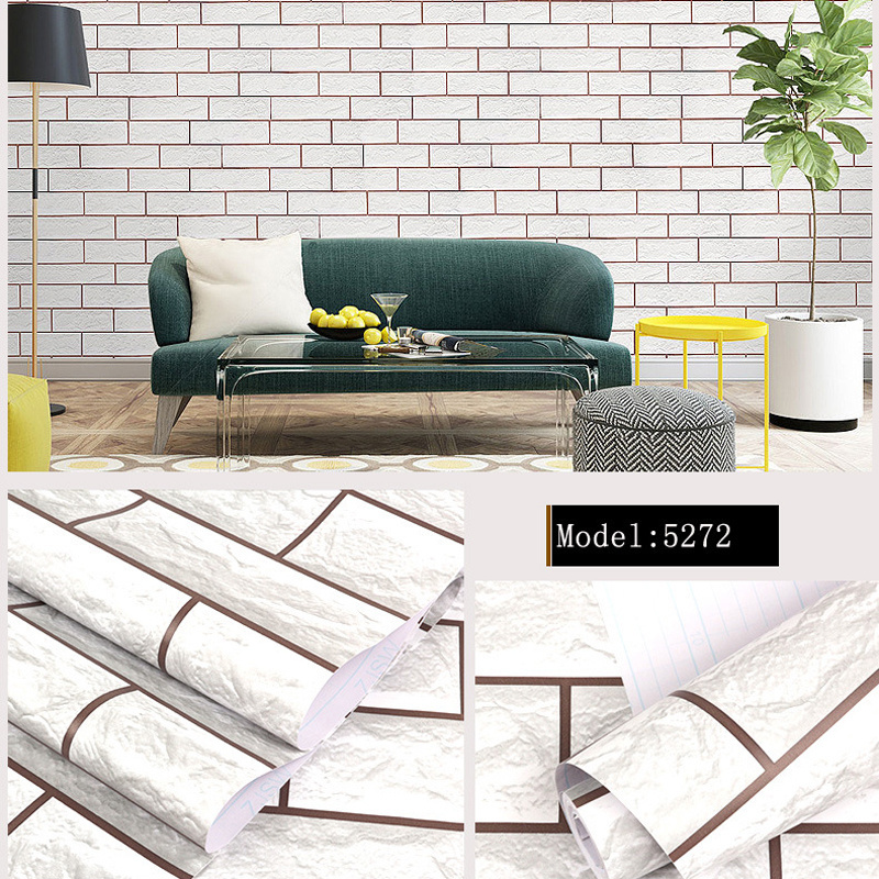 Self adhesive home decoration 3d vinyl easy peel and stick wallpaper brick