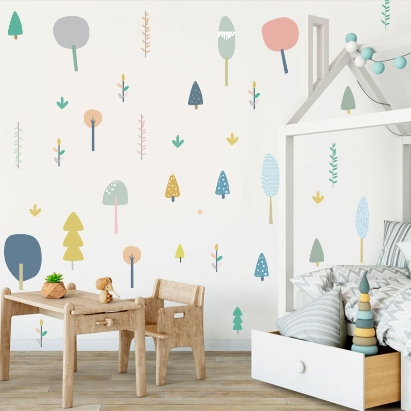 Self adhesive cartoon small tree kids vinyl wall decal