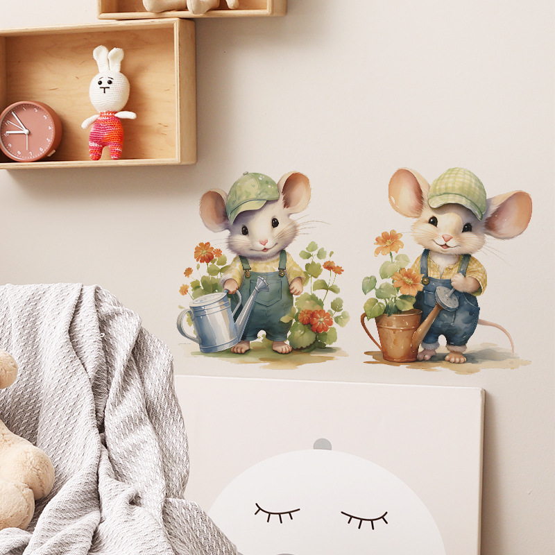 kids room decoration sticker cartoon pvc mouse nursery wall decal