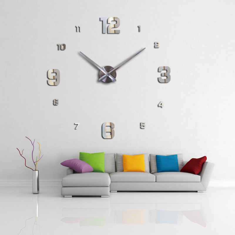 self adhesive living room big watch wall 3d sticker clock