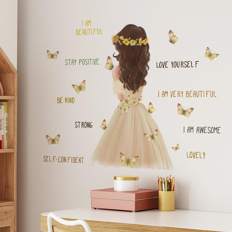 Adhesive inspiring quote word saying wall decals home decoration princess