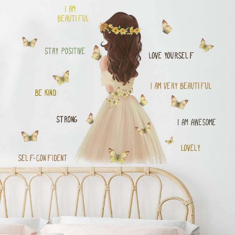 Adhesive inspiring quote word saying wall decals home decoration princess