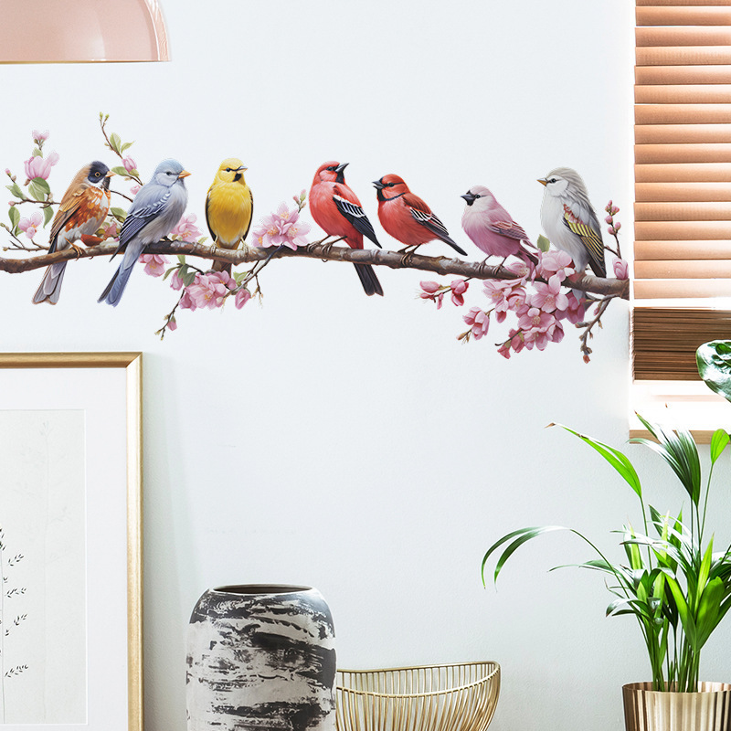 living room tv background removable 3d bird wall decals