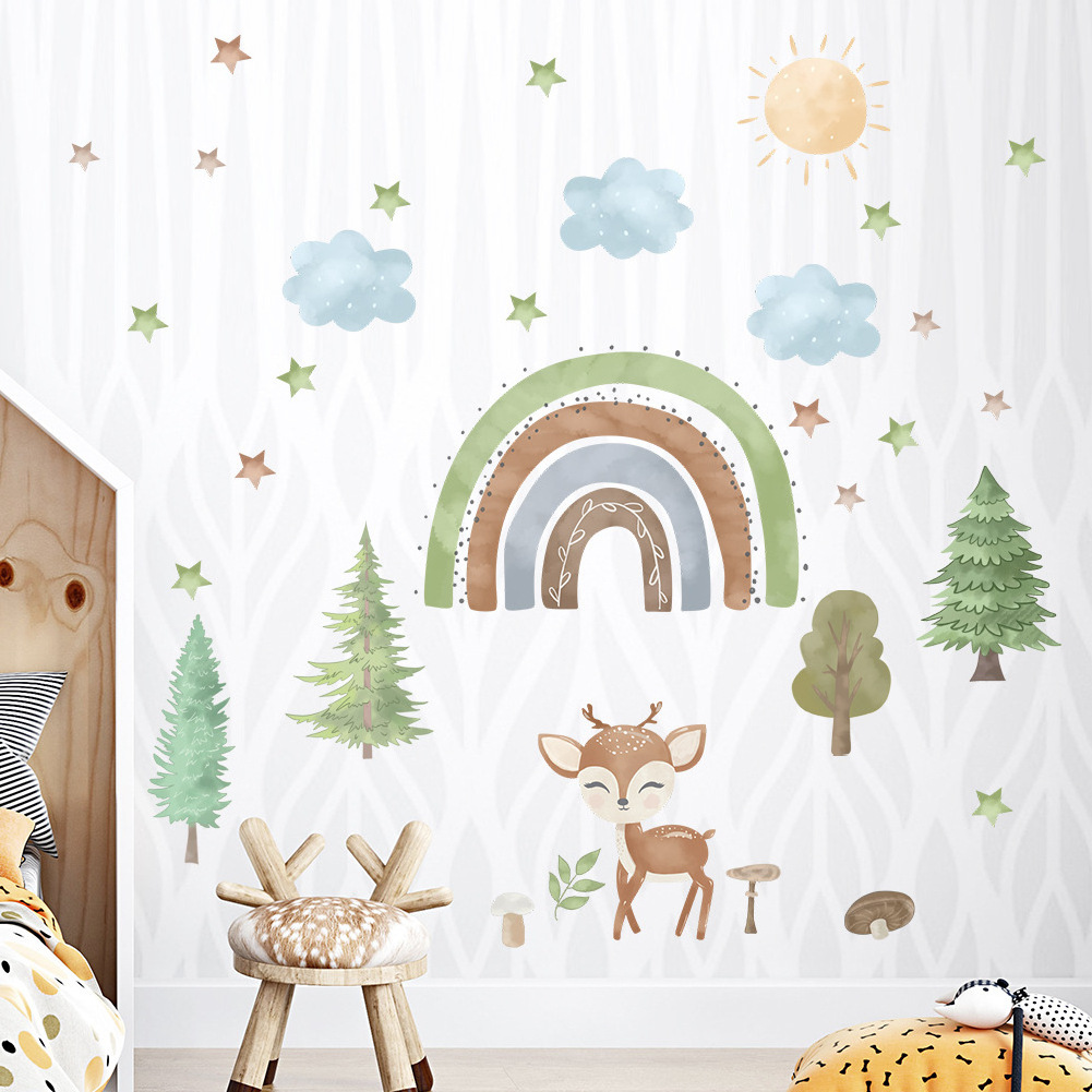 kids room decoration cartoon 3d vinyl boho rainbow wall decal