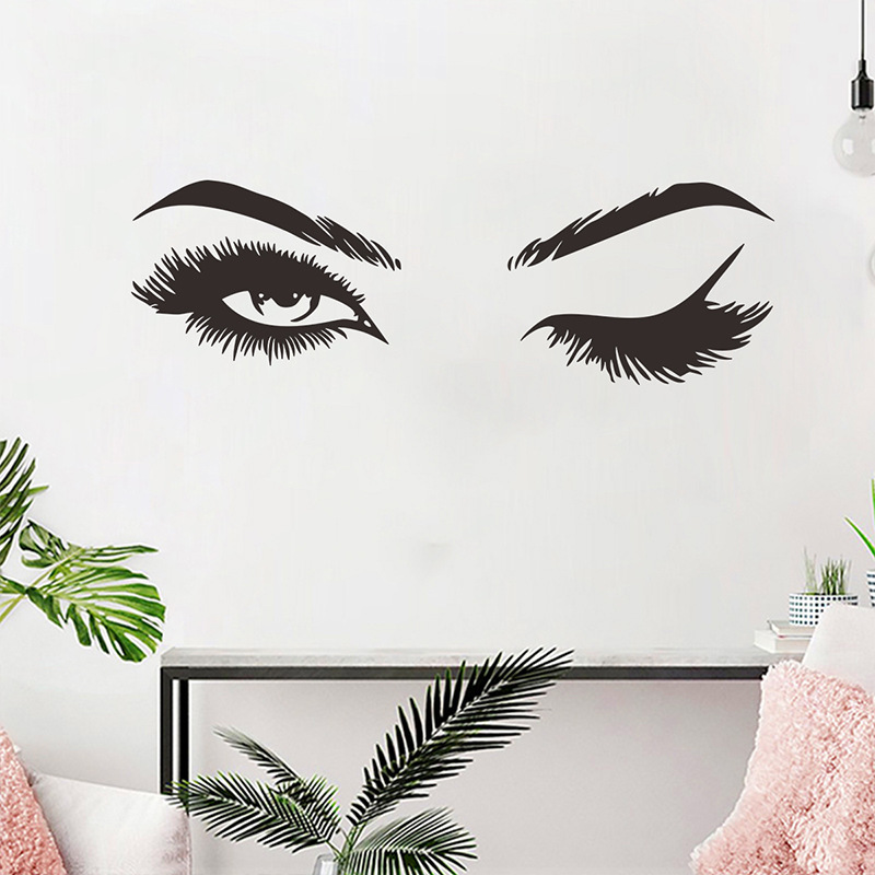 Home decor removable pvc vinyl eyelash wall sticker