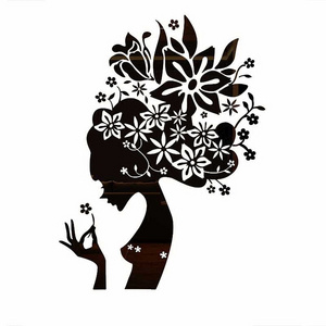 home decoration self adhesive 3d black woman makeup acrylic wall decal