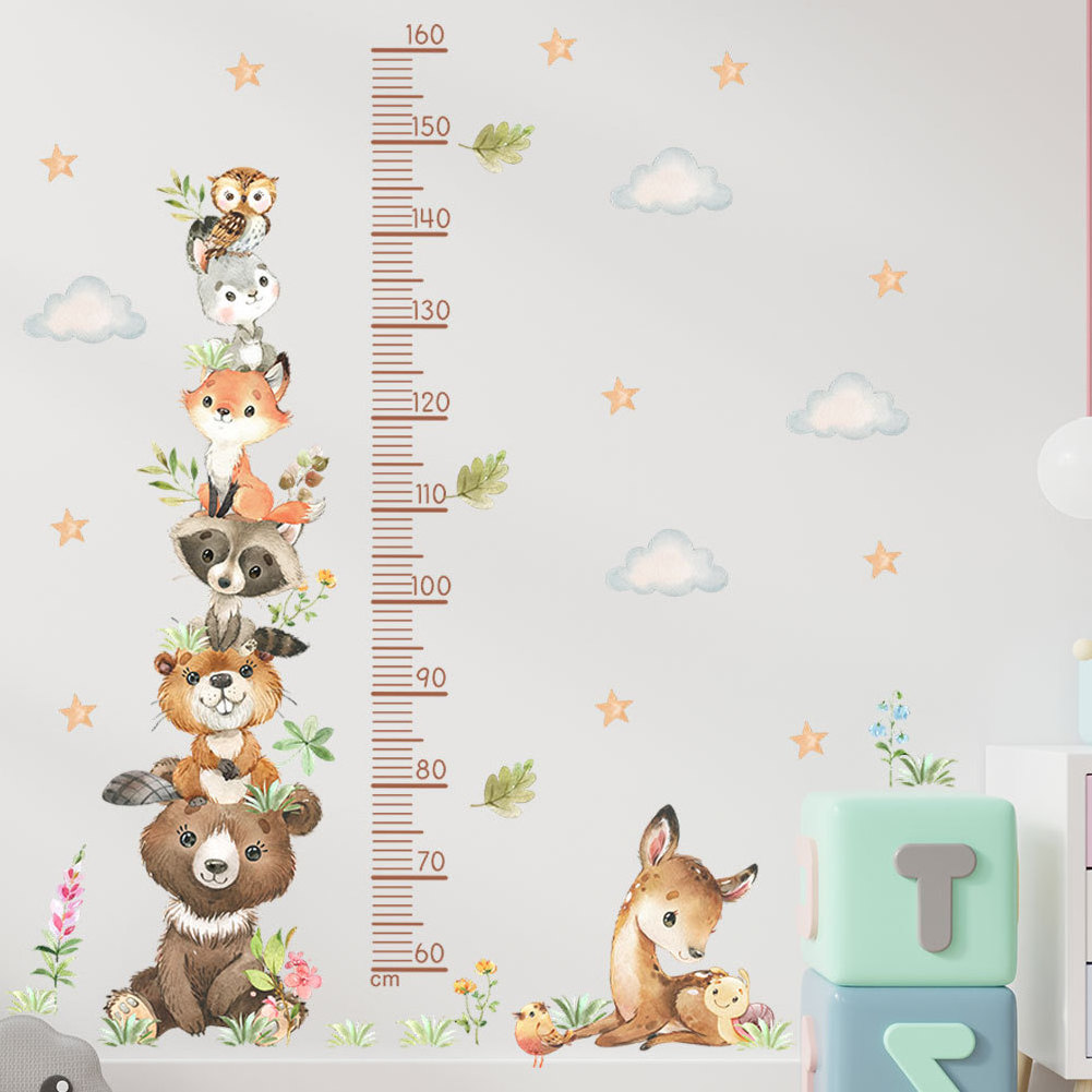 Removable cute woodland animal height chart wall decor sticker living room