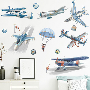 Kids room decoration removable 3d airplane wall stickers for bedroom