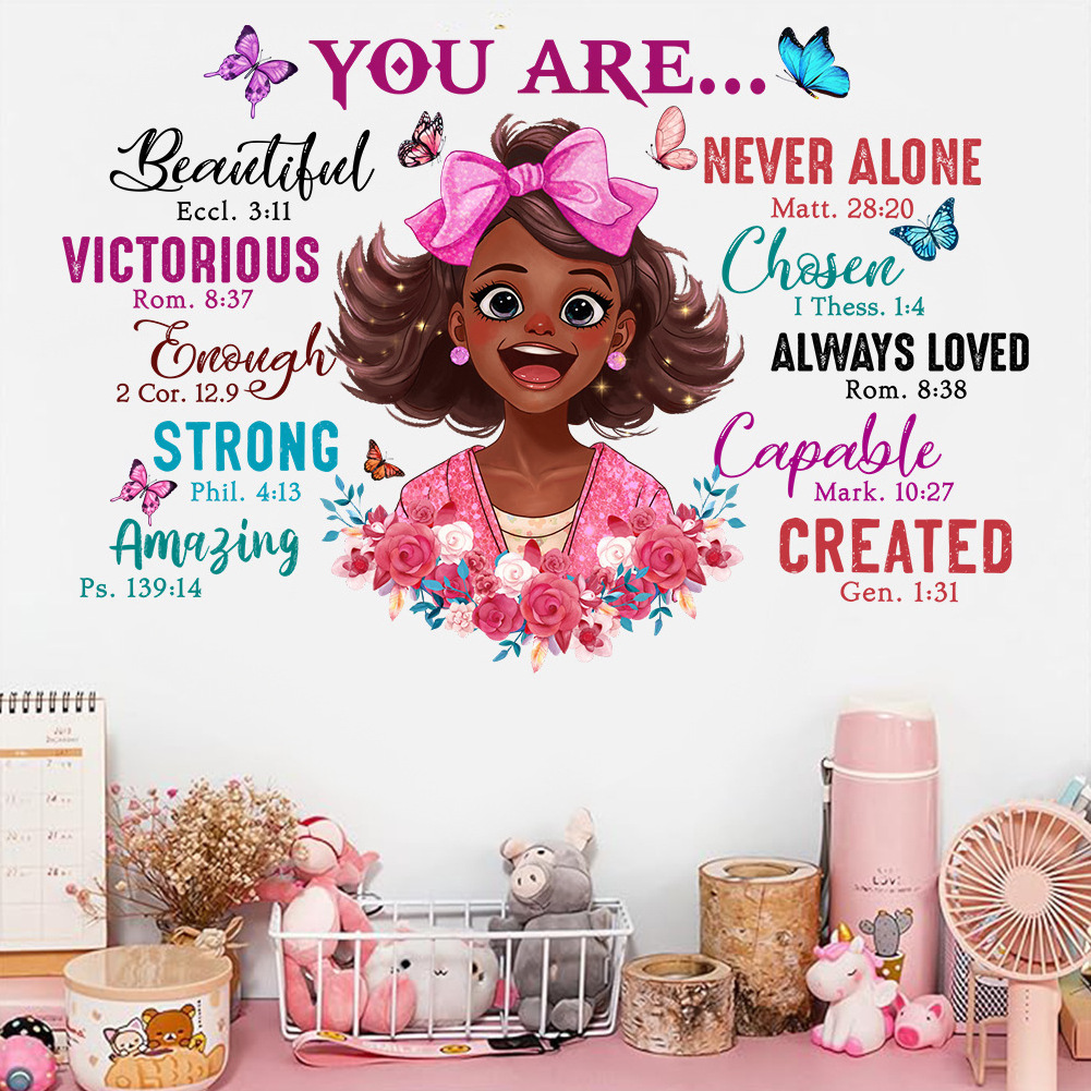 black girl bedroom decoration transparent motivational sticker paper for wall