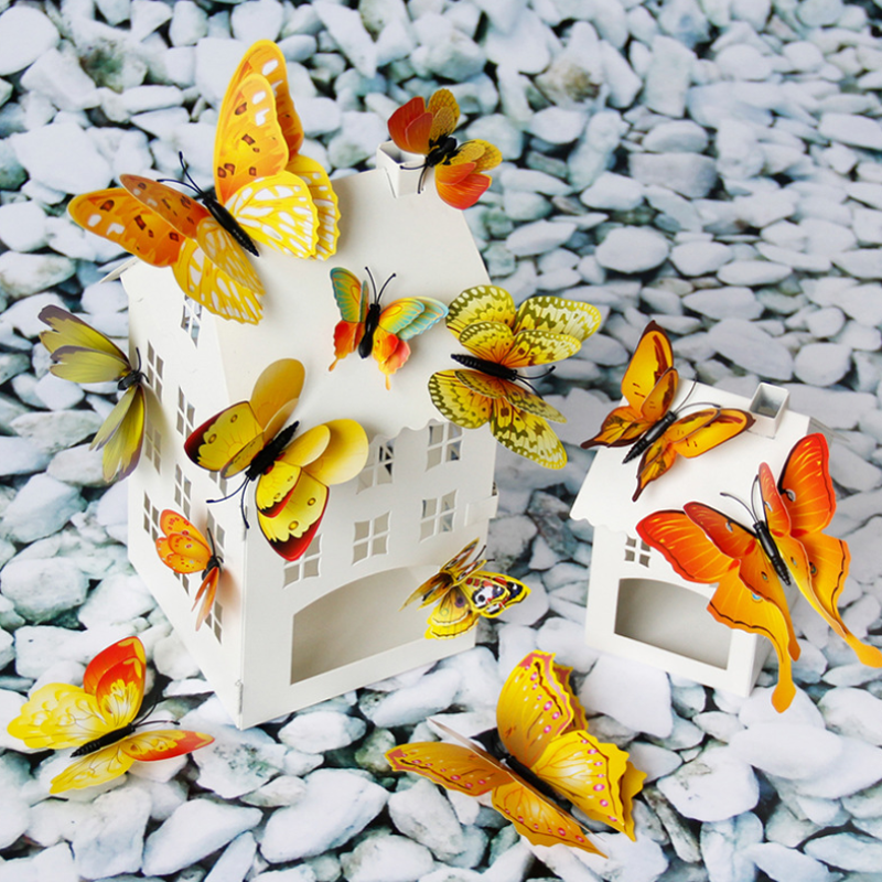 12pc/set home wall decor 3d double layer butterfly magnet