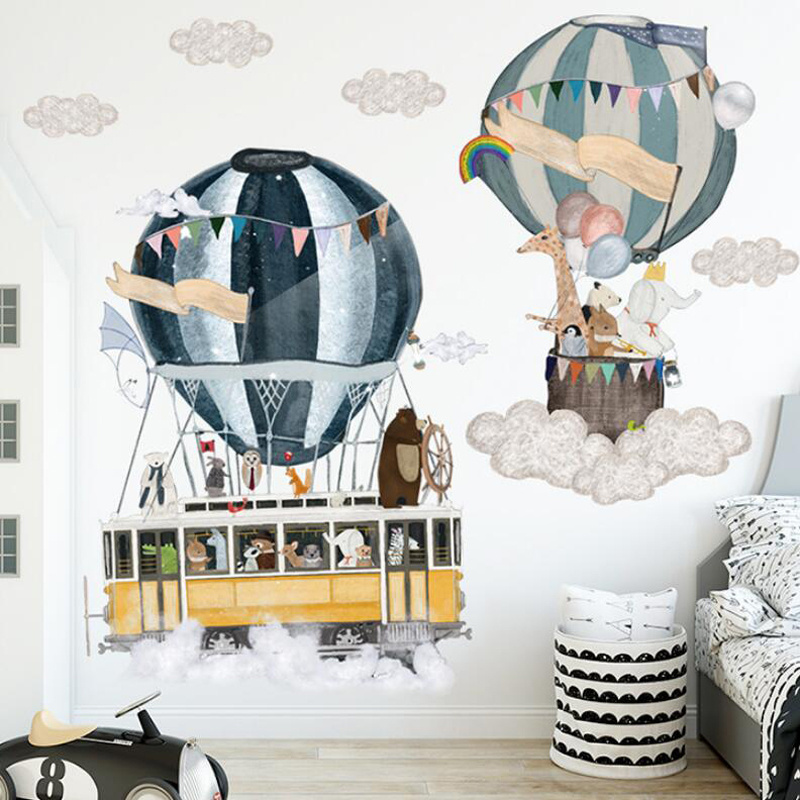 Removable wall decoration cartoon hot air balloon baby room decor stickers