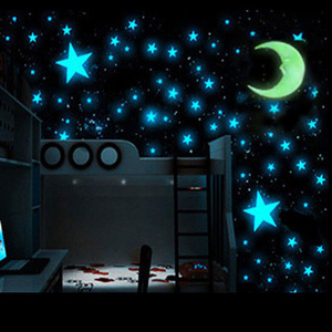 baby bedroom wall decoration 3d luminous star and moon glow in the dark sticker