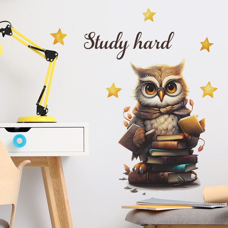 Removable school 3d cartoon owl wall decals for kids