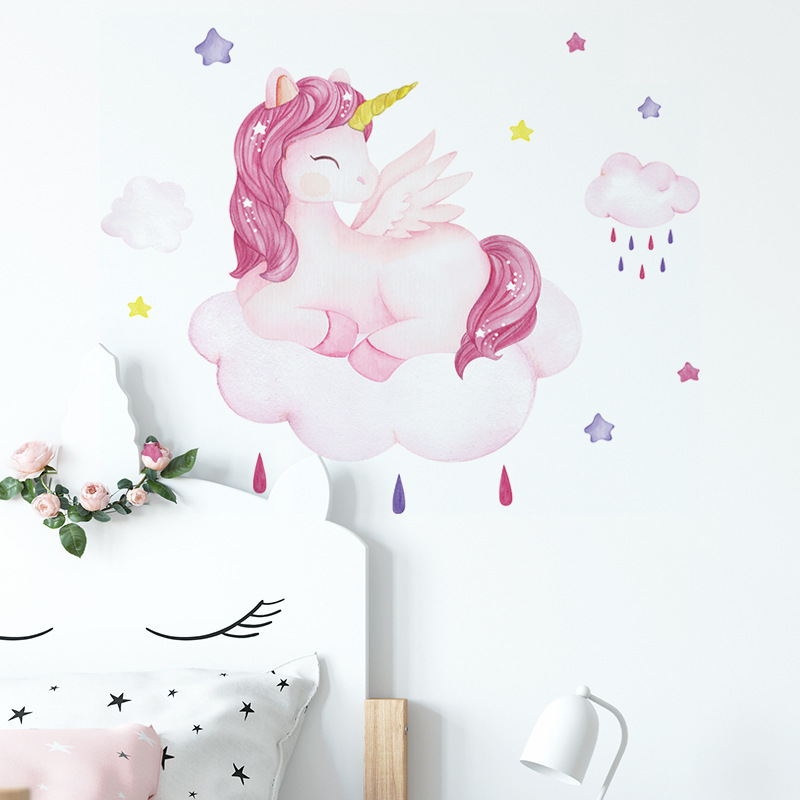 bedroom wall decoration adhesive 3d vinyl girls princess unicorn stickers