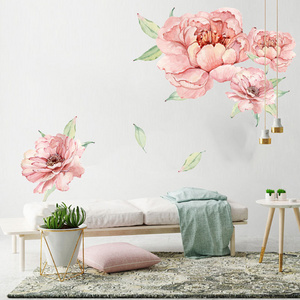 Living room wall decor 3d peony removable furniture flower decals