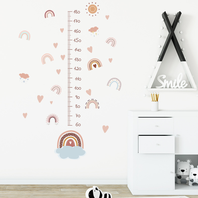 kids room decoration cute rainbow 3d height chart wall stickers wall decals