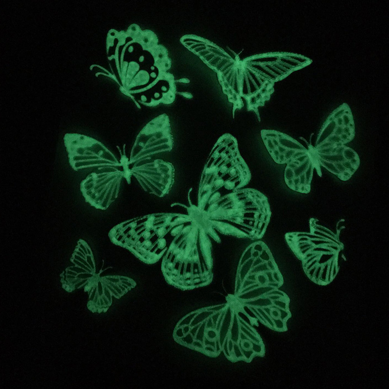 latest bedroom wedding party wall deco 3d glow in the dark butterfly stickers