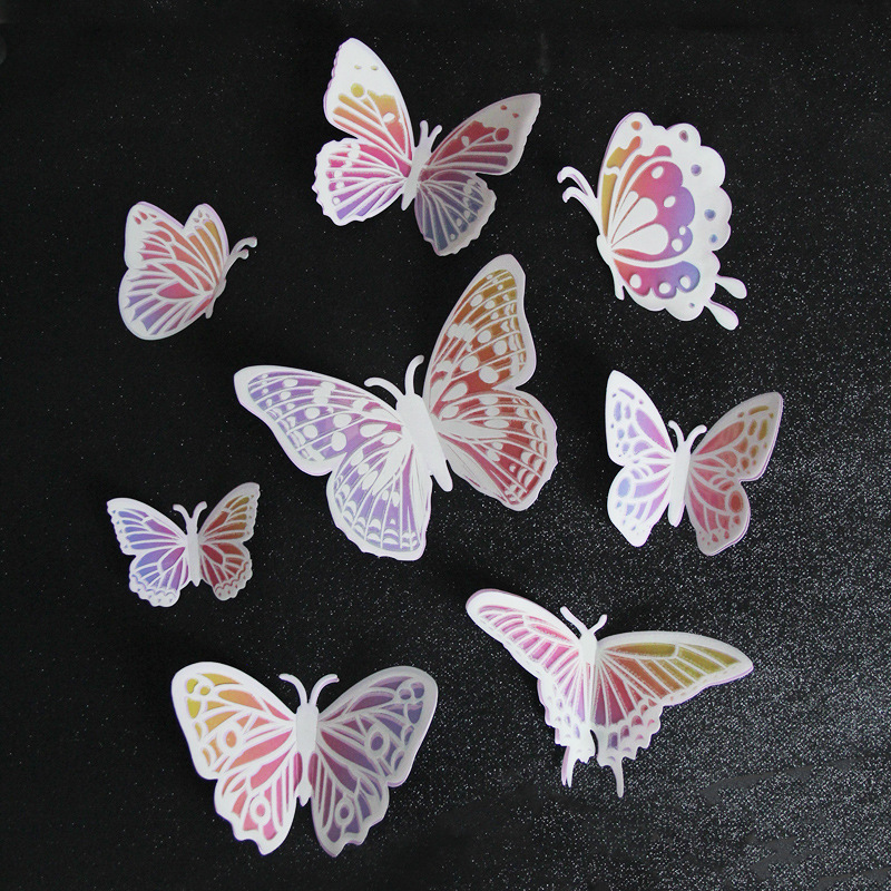 latest bedroom wedding party wall deco 3d glow in the dark butterfly stickers