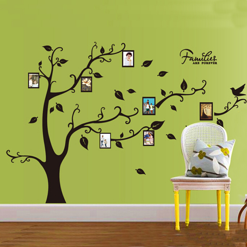 Home decoration self adhesive 3d photo frame black family tree wall sticker