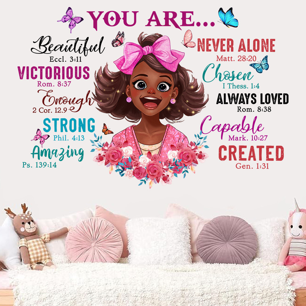 black girl bedroom decoration transparent motivational sticker paper for wall