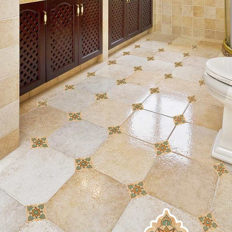 Removable 3d floor waterproof bathroom tile stickers