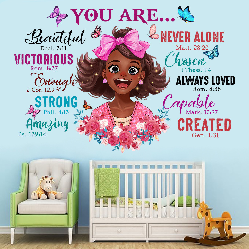 black girl bedroom decoration transparent motivational sticker paper for wall