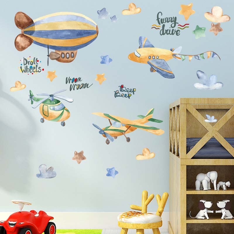 PVC removable kids room china wall stickers for home decrotaion airplane nursery wall mural decals