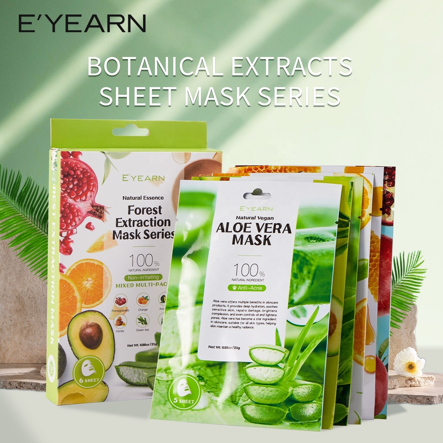 Hypoallergenic Cosmetic Facial Mask Pack of 10 Natural Hydrating Mask Sheet Korean Ingredient Beauty Skincare Paper Mask Patches