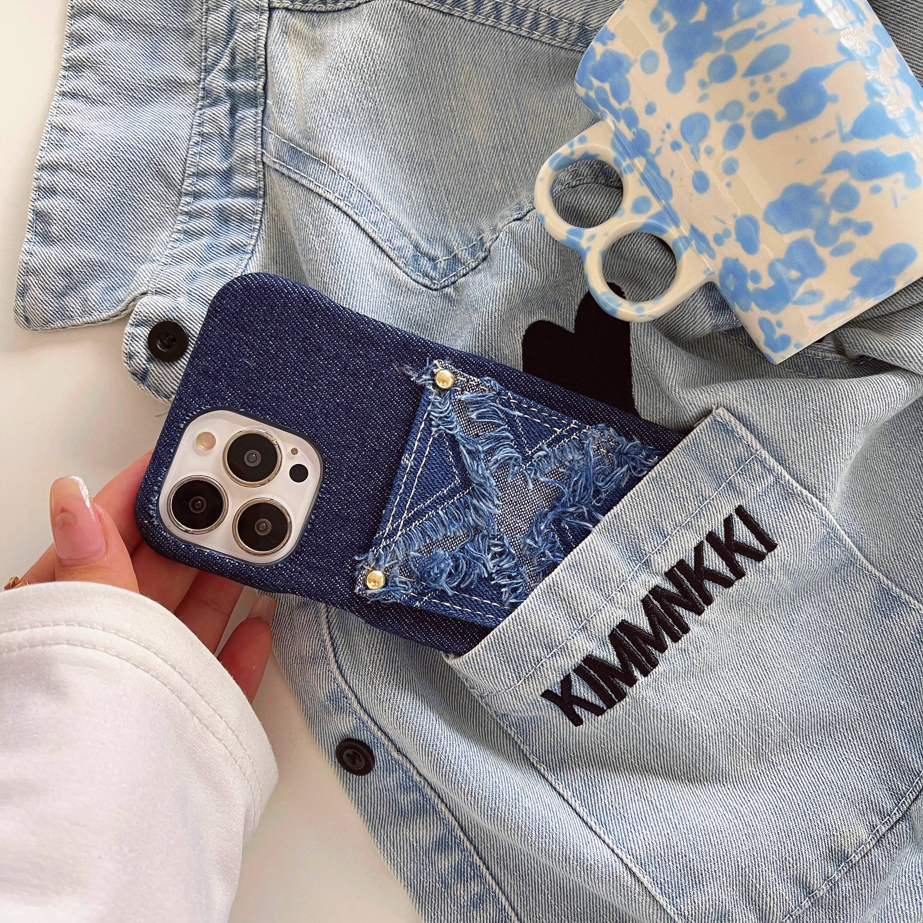 manufacture new arrival hard phone case for iphone 15 pro max credit card slot jeans design phone cover for iphone 14 12 11 plus