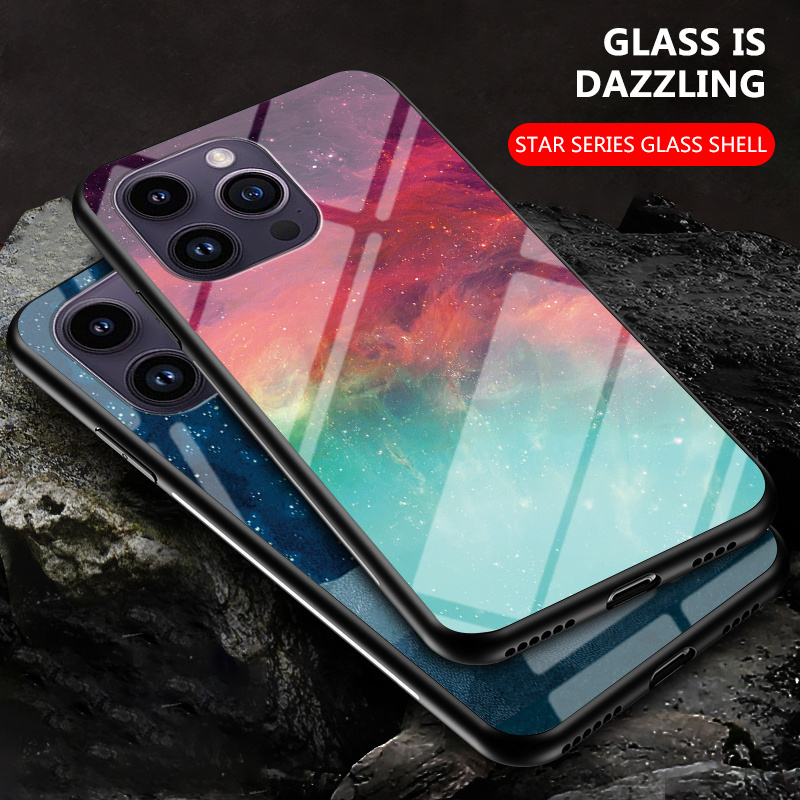 tempered glass case for infinix hot 20 30i smart 7 spark 7 go sky pattern cover for reno 10 15 pro max s23 fe honor 90 pro