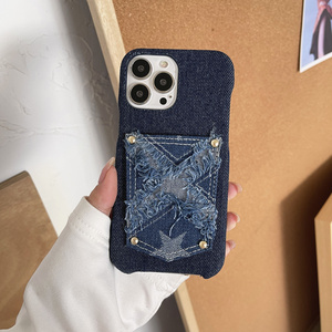 manufacture new arrival hard phone case for iphone 15 pro max credit card slot jeans design phone cover for iphone 14 12 11 plus