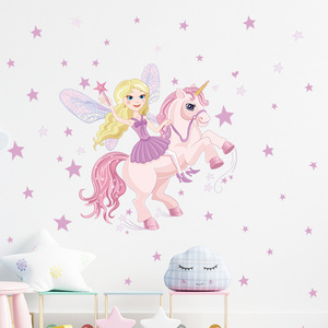 yiwu hot sale bedroom wall decoration 3d unicorn nursery sticker wallpaper