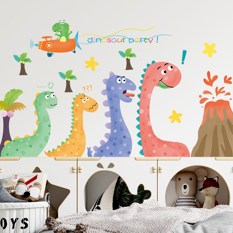 hot sale self adhesive 3d dinosaur headboard bed wall stickers for boys room