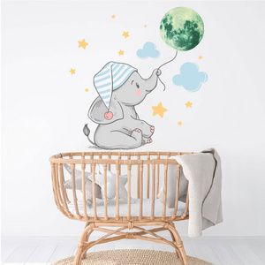 High quality elephant and moon luminous wall sticker glow in the dark stickers for home decor