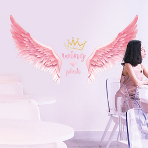 Self adhesive pink angel wing wall sticker for kids room home decor wall stickers