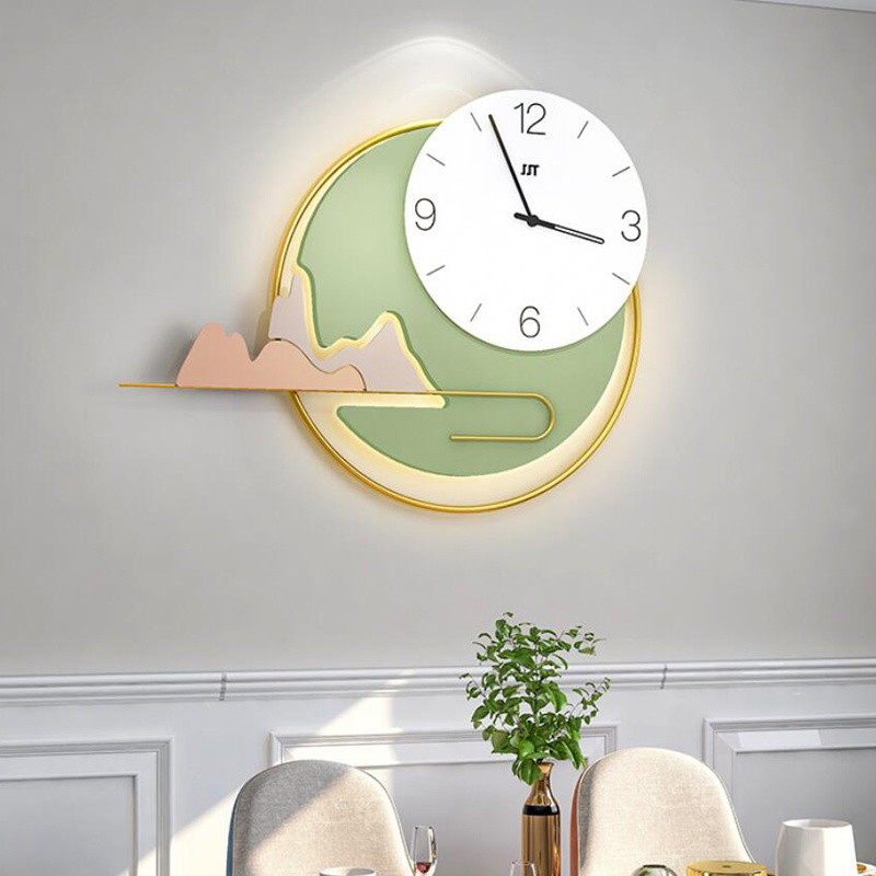 living room nordic luxury modern minimalist home decor art iron wall clock with back light china manufacturers