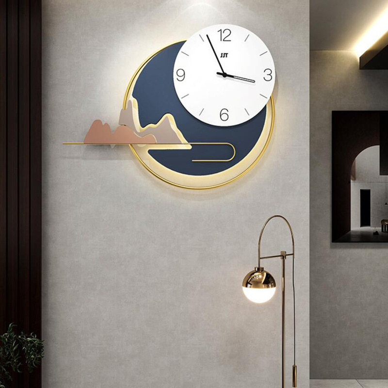 living room nordic luxury modern minimalist home decor art iron wall clock with back light china manufacturers