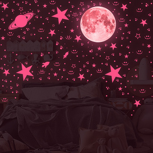 Luminous 3d stars planet wall stickers glowing in the dark decals kids room Teen girl gift